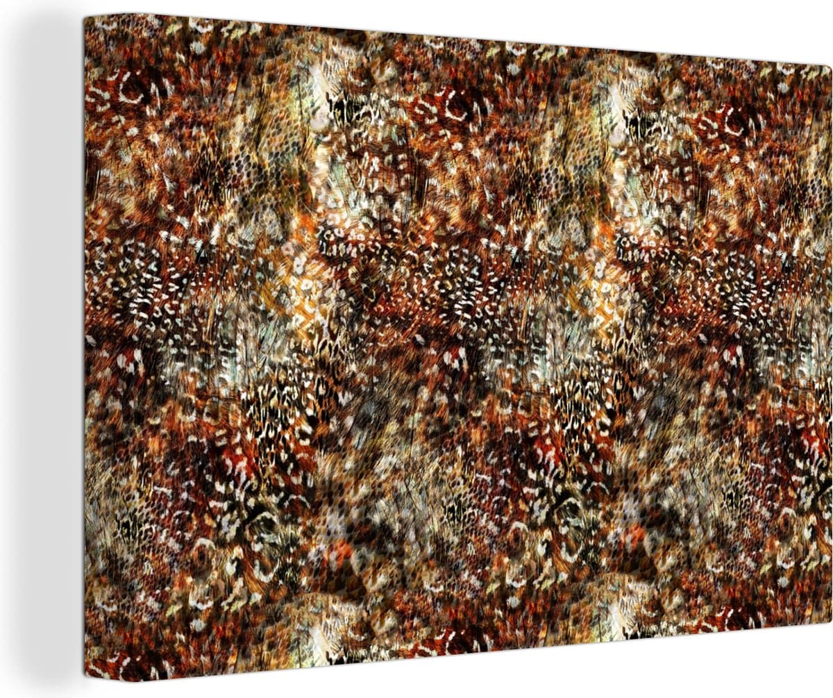 Canvas Schilderij Dierenprint - Tijger - Slang - Dieren - 30x20 cm - Wanddecoratie