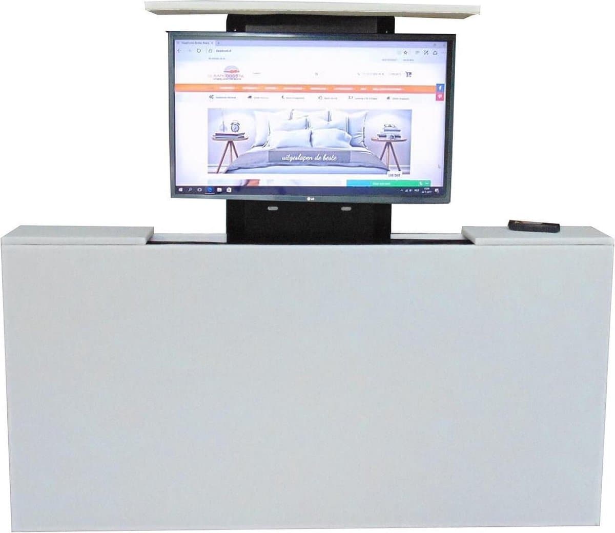 Slaaploods.nl Voetbord - Met TV Lift - 160x80x20 cm - Kunstleer Wit