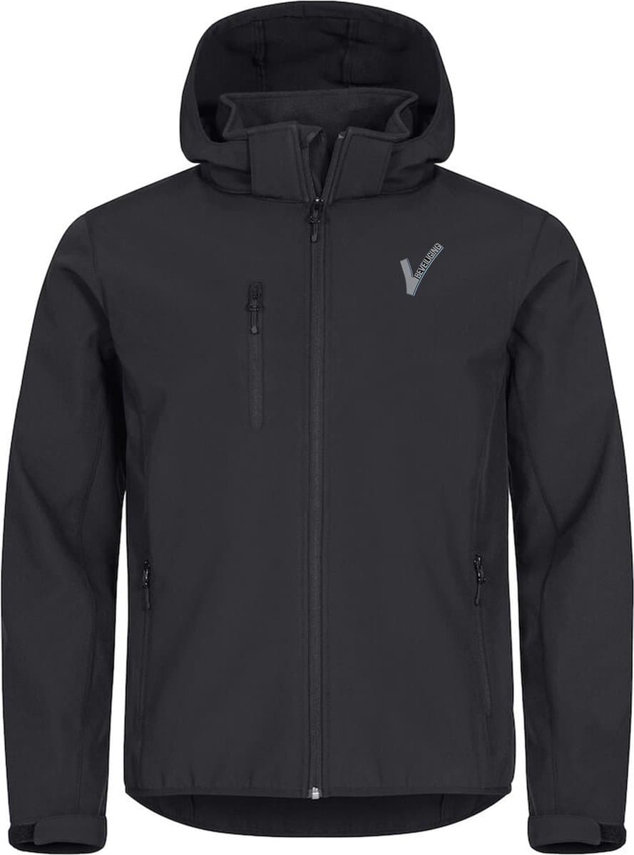 Security / Beveiliging kleding - Clique - Softshell jas met capuchon Zwart inclusief Borstlogo (V-tje) en Ruglogo (SECURITY) - Maat 4XL - VOOR PROFESSIONALS