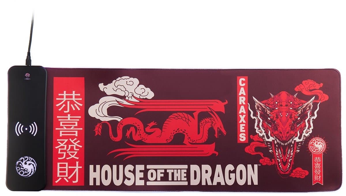 Numskull - House of Dragons - XXL Gaming-Muisma en Mobiele Draadloze Lader