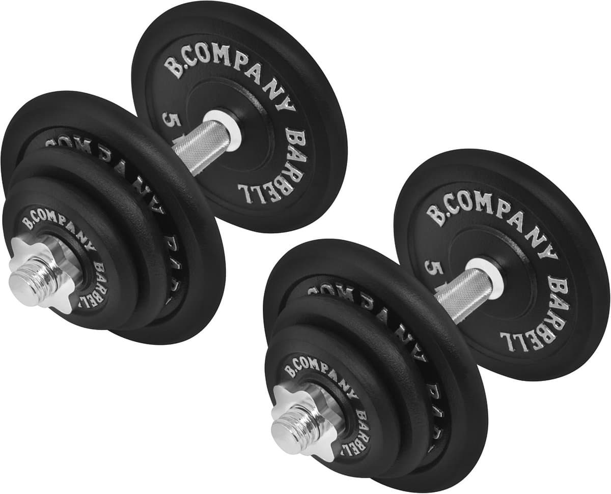 Korte Halterset met Gietijzeren Halterschijven - 30/31 mm, 20 kg en Meer Gewichtsklassen