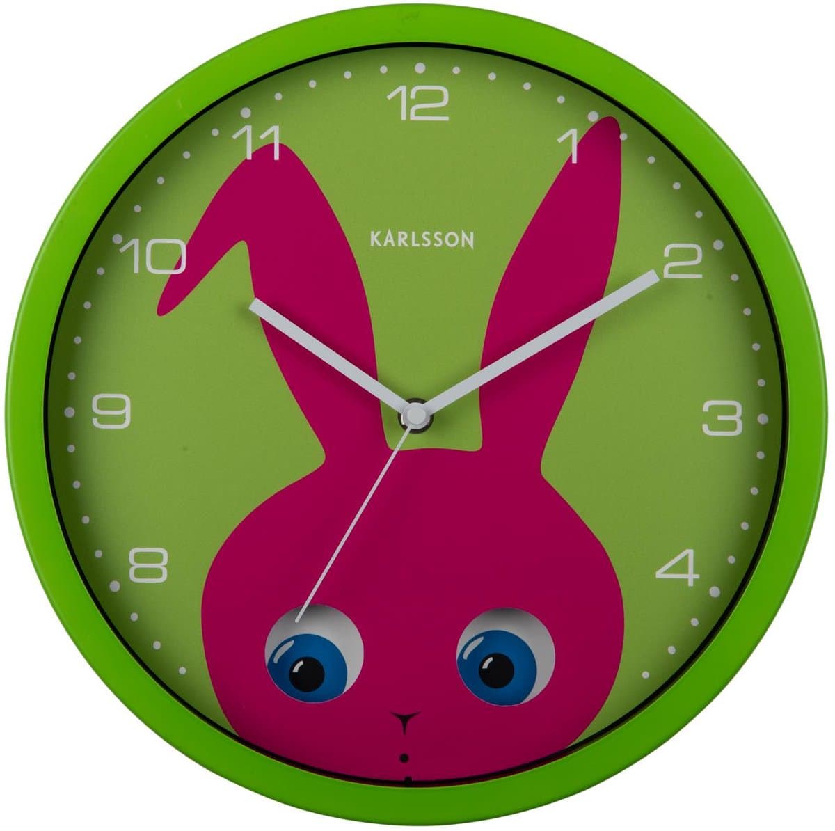 Karlsson Wandklok Peekaboo Bunny - Groen - 30.8x4.5x30.8cm - Wandklok Scandinavisch