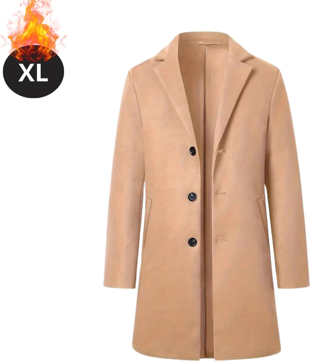 Livano Winterjas - Trenchcoat - Heren - Winter - Herfstjas - Volwassen - Stijlvol - Knopen - Kaki - XXL