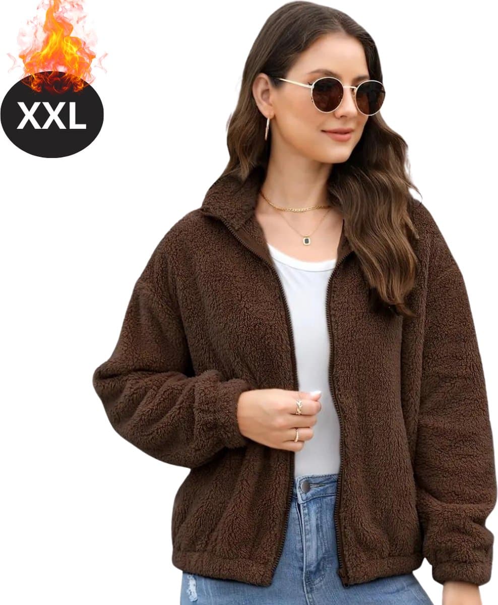 Livano Winterjas - Dames Winterjas - Winter - Volwassen - Stijlvol - Lange Jas Dames - Mantel Vrouwen - Donkerbruin - XL