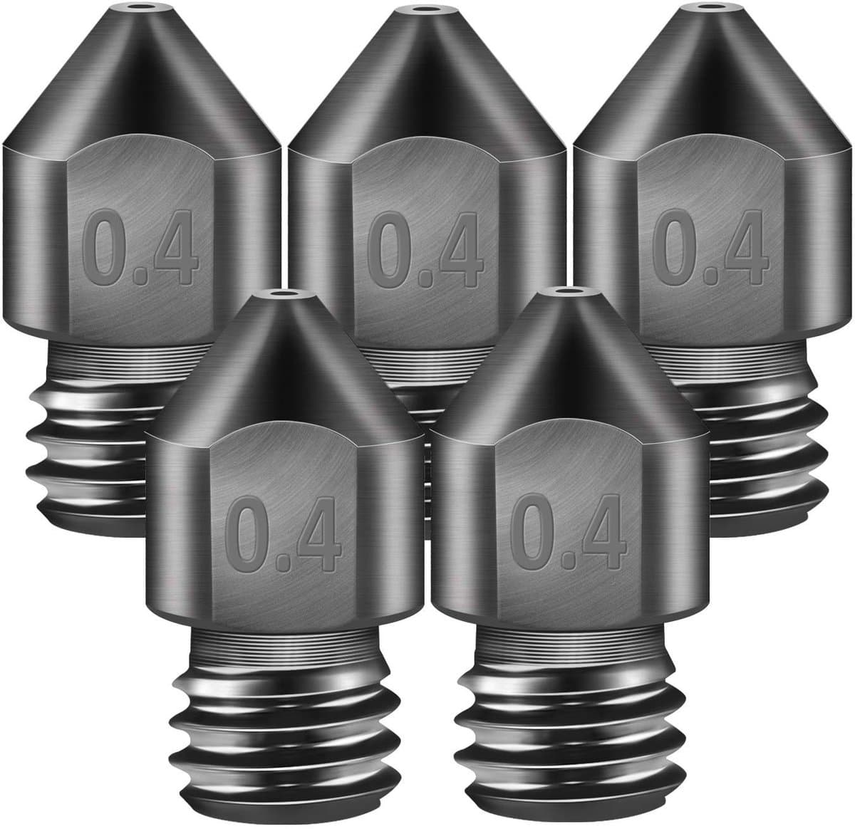 Jhubersproducts - 3D-printer mondstukken - 5 stuks gehard staal - Slijtvaste MK8-sproeiers - 0,4 mm - Hoge temperatuur - Geschikt voor diverse 3D-prin