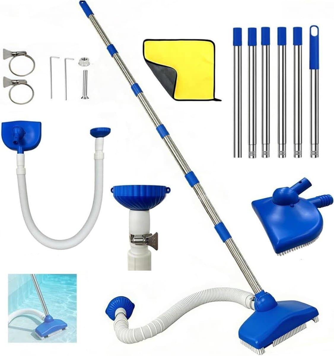 Zwembadstofzuiger - Poolreiniger slang - Water schoonhouden - Complete set - 138 kg - Blauw