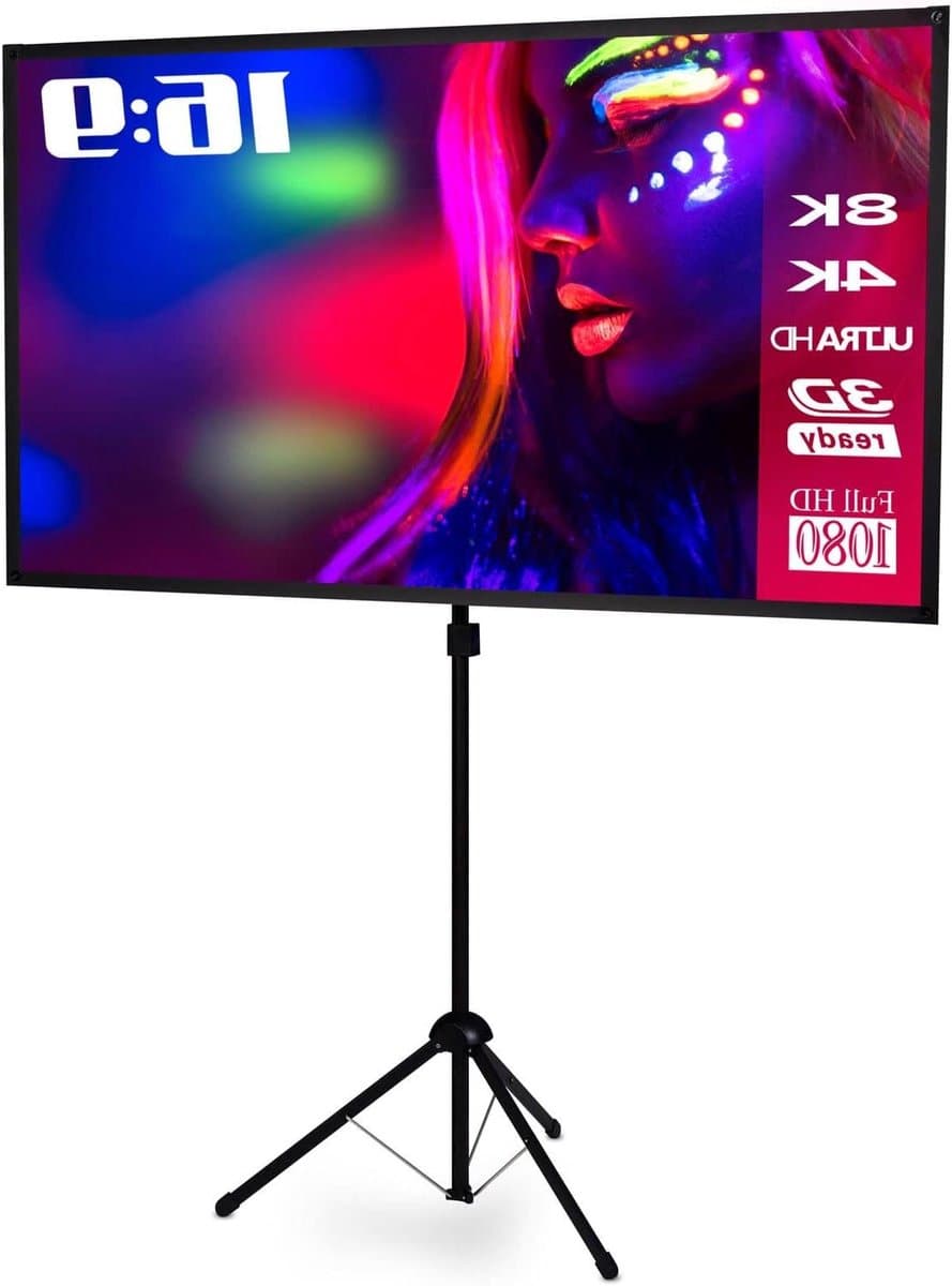 Projectiescherm Statief - Mobiel Scherm - Thuisbioscoop Creëren - Snel Opzetbaar - 133 x 75 cm - Wit