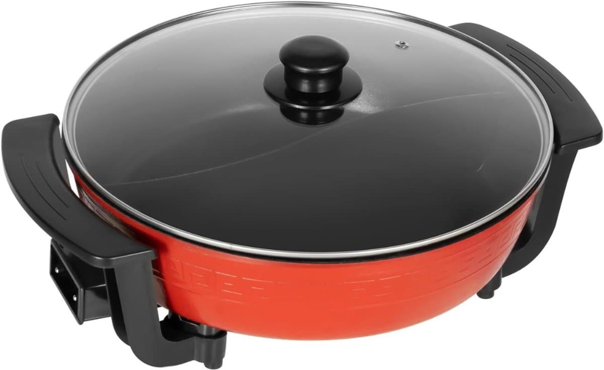 Nexvo® Hotpot Pan - Hotpot Electrisch - Chinese Fondue -Multifunctionele Pan - 6L - Nexvo® Hotpot Pan - Hotpot Electrisch - Chinese Fondue -Multifunctionele Pan - 6L - 42x17x9cm - Rood - 42cm x 18cm x 9cm