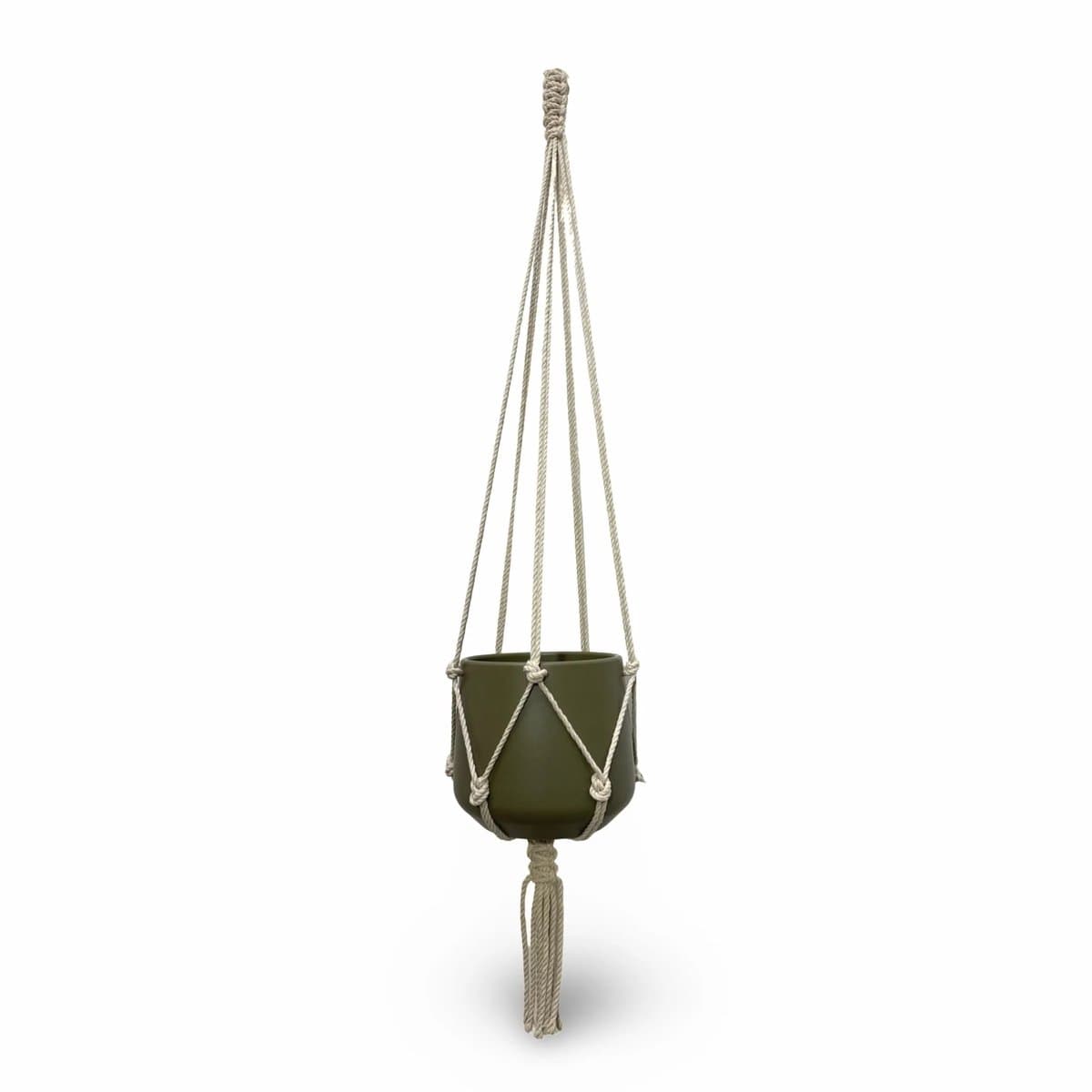Plantenhanger 'Classic' - Kies kleur en lengte - Kleur: Linnen - 100 cm lang - Katoenkoord - Geschikt voor Pot met Diameter t/m 20 cm - Handgemaakt in ons Macramé Atelier - Prijs per Stuk - Let op: Exclusief Pot - Inclusief Verzendkosten