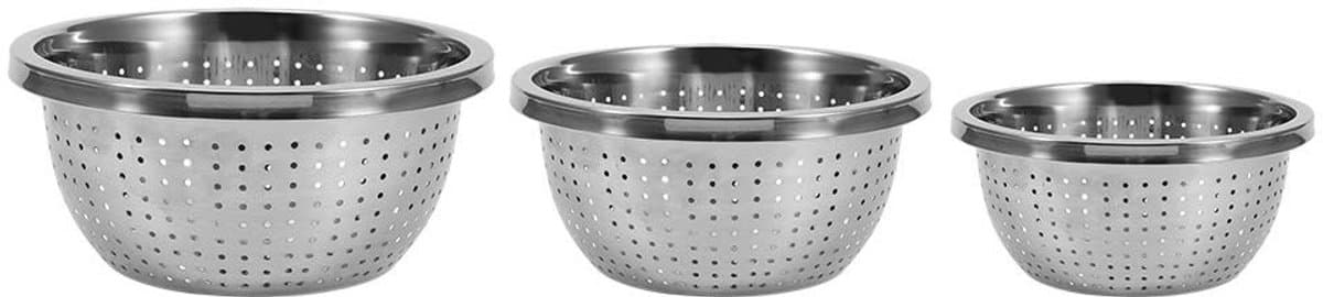 Allecto - Keukenzeef - Rijstzeef Set - 3 Stuks - Zilver - Vergiet voor Groenten - Perfect voor Pasta en Rijst - Vaatwasserbestendig