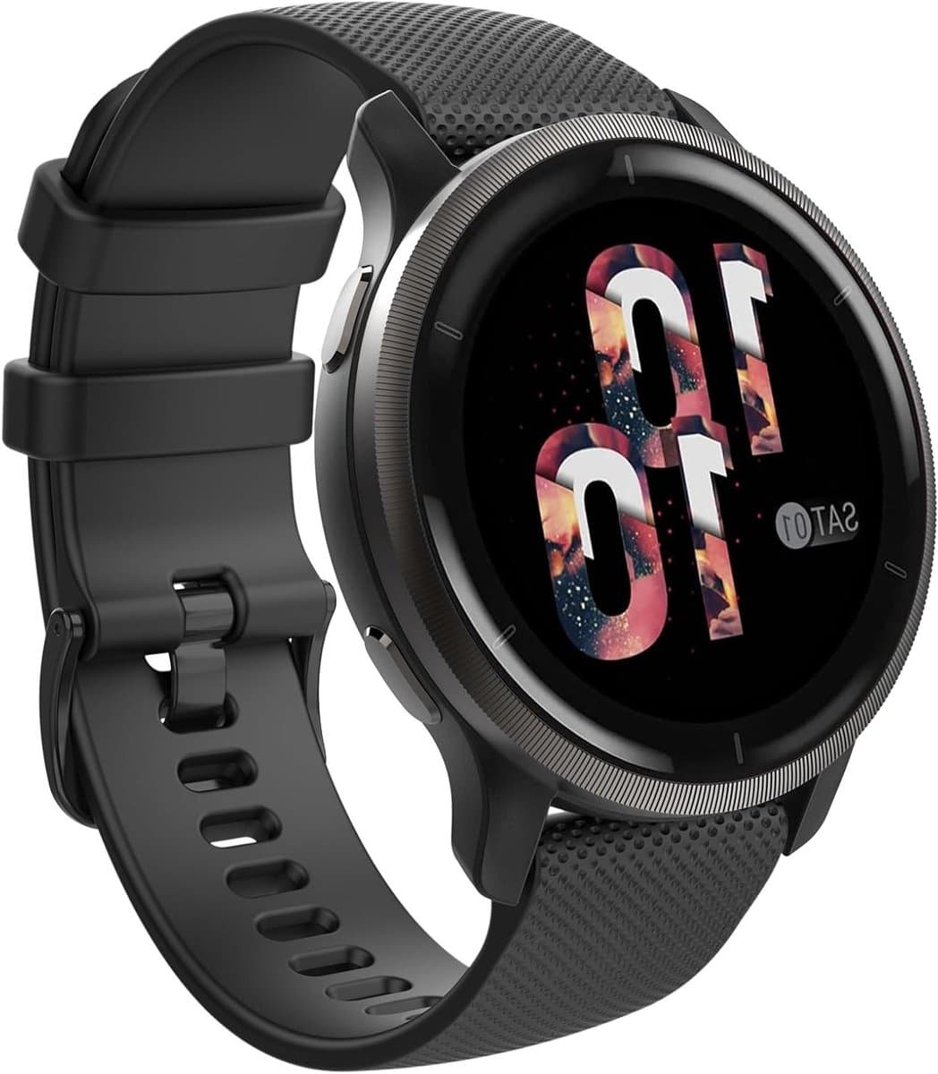 Zachte silicone horlogeband voor Garmin Vivoactive 4S, Forerunner 255S en Venu 2S, 18mm sportarmband in zwart, vervangbare polsband voor actieve levensstijl