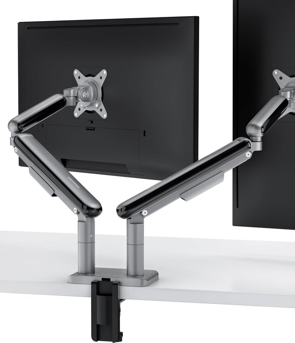 Dubbele monitorarm met gasveer voor bureau 360° draaibaar hoogte verstelbaar VESA 75/100 tot 34 inch 8 kg