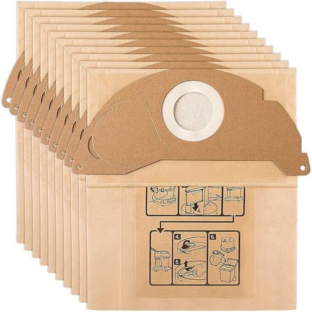 15 stofzuigerzakken Geschikt voor Karcher WD2 MV2 6.904-322.0 WD 2.200 WD2250 A2004 A2054 A2099
