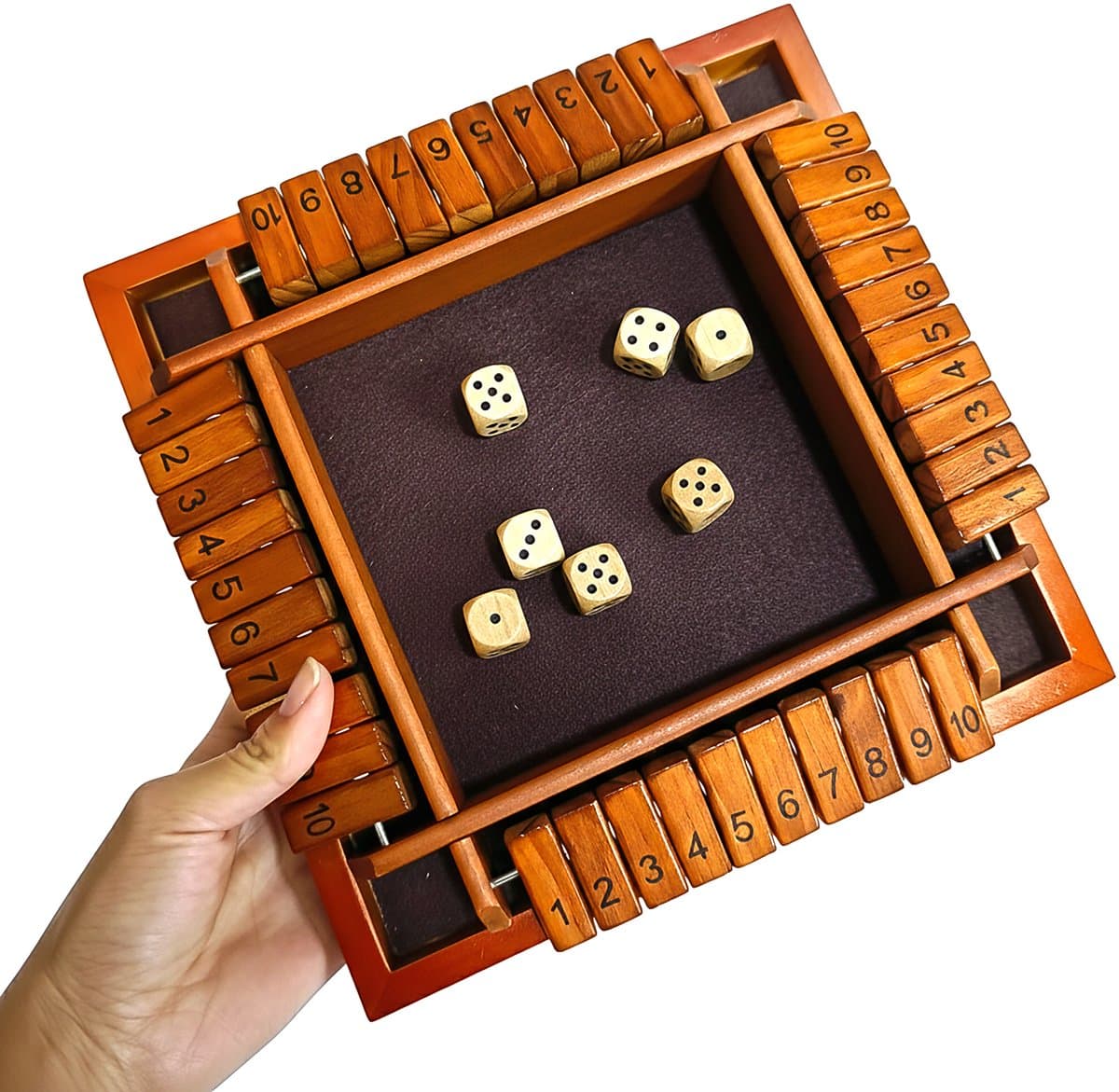 Shut The Box - 4 Spelers - Educatief Rekenspel - Inclusief Dobbelstenen - Reken Spelletjes - Bordspel - Dobbelspel - Gezelschapsspel