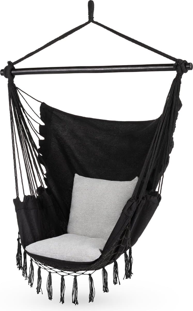 Outtec® Hangstoel met 2 Kussens - 100x130x75cm, tot 140 kg - Boho Fringed Fauteuil, Zitzak, Schommel - voor Buiten, Tuin, Balkon, Huis