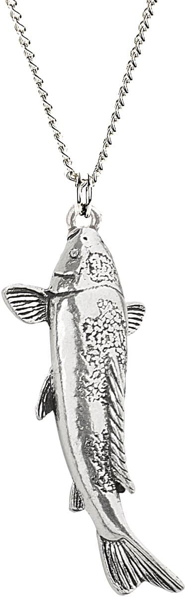 Vis Hanger Koi Karper + Ketting Zilver 50 cm (Heren) Vishanger Zilveren Halsketting Kettinkje Vissen