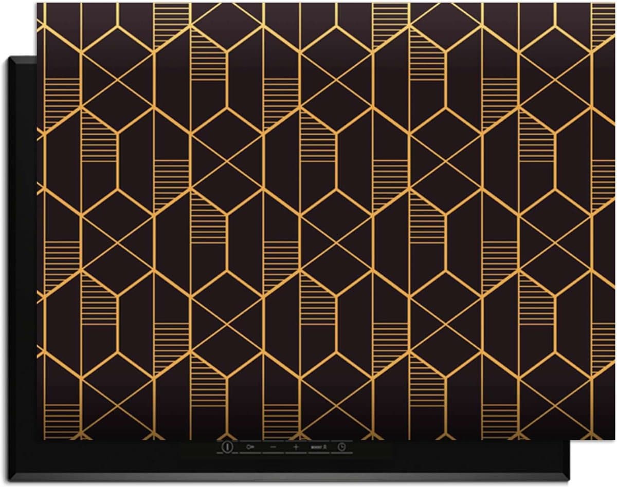 KitchenArt - Golden Prism – Inductie Beschermer - 78x52 cm - Kookplaat Beschermer - Luxe Afdekplaat Inductieplaat - Anti-slip & Oprolbaar - Beschermmat Inductiekookplaat