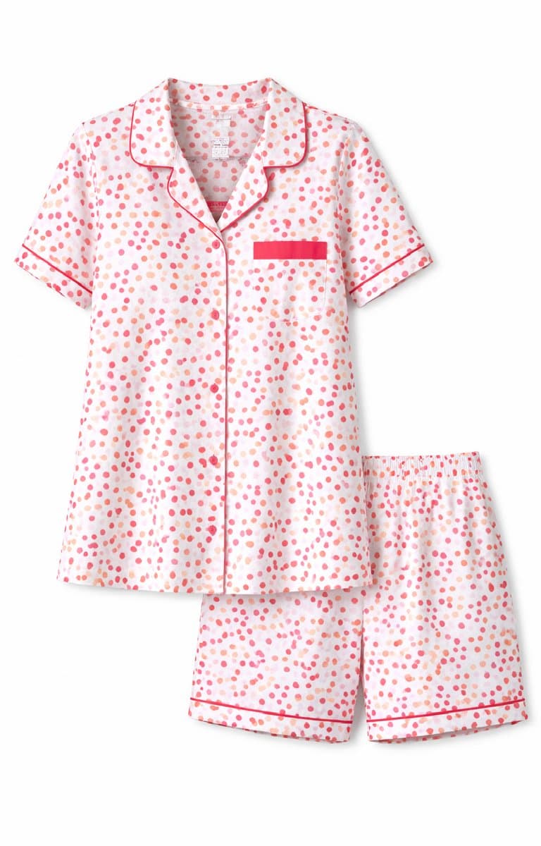 Comtessa - Dames Shortama Met Doorknoop Jasje - Katoen - Pink Dots - Maat 42
