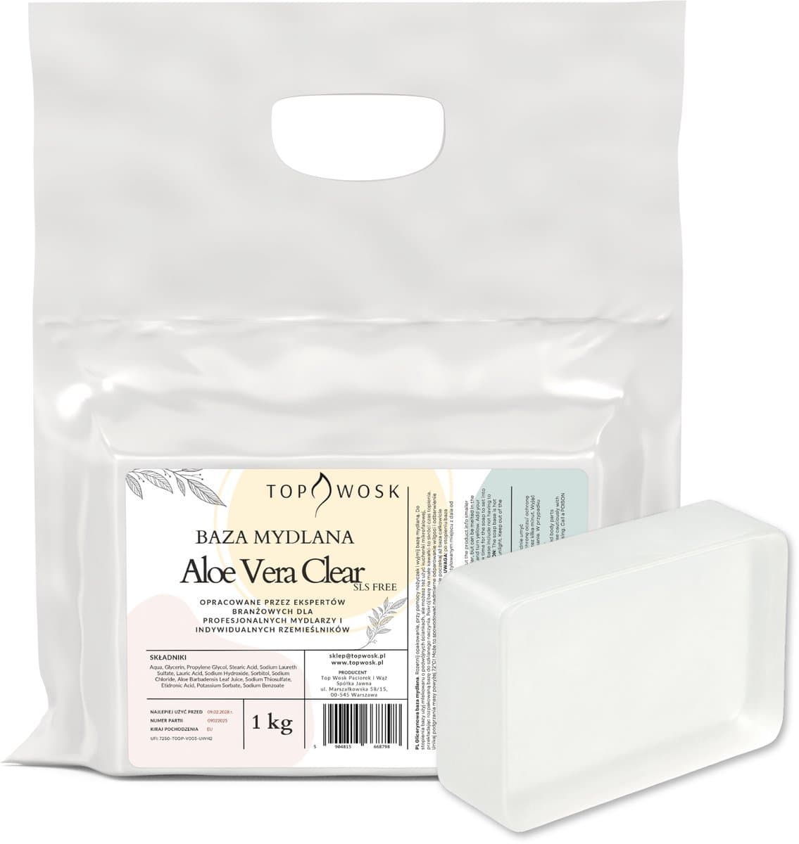 TopWosk - Baza Mydlana Aloe Vera - Transparante Basis - Verzachtend - Biologisch Afbreekbaar