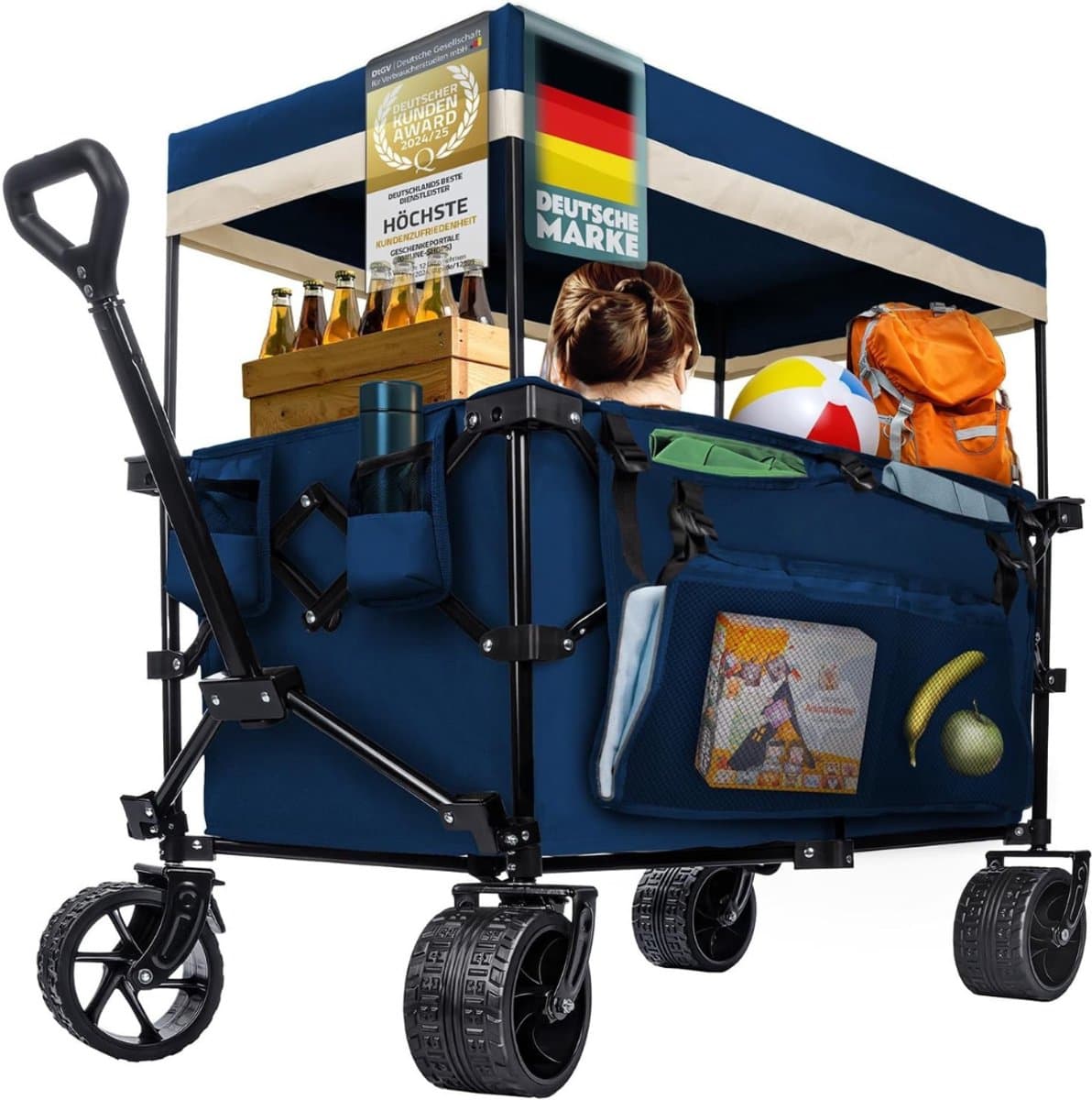 Nexvo® Bolderkap Opvouwbaar Luchtbanden - Bolderkar - Bolderkar Opvouwbaar - 150 kg - Blauw- 90cm x 50cm x 100cm