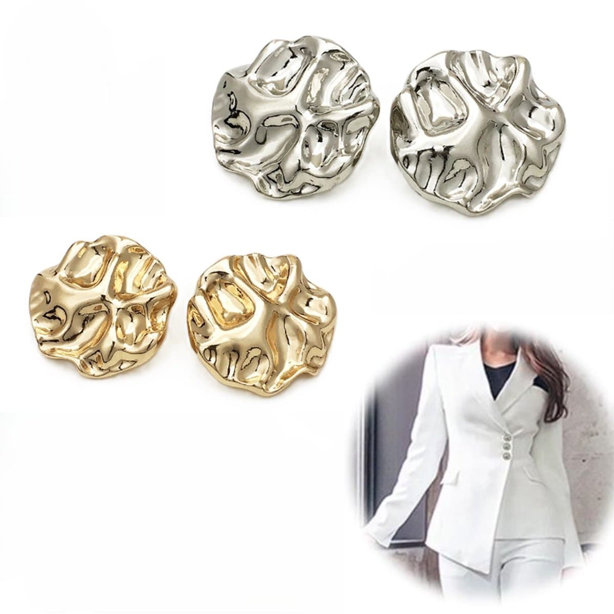 10 Stuks Knopen - Knopen voor kleding - Knopen voor naaien - Voor naaien, knutselen, DIY handgemaakte ornamenten - 10 mm - Onregelmatige vorm-Metaal - Goud- Zilver - LOUZIR