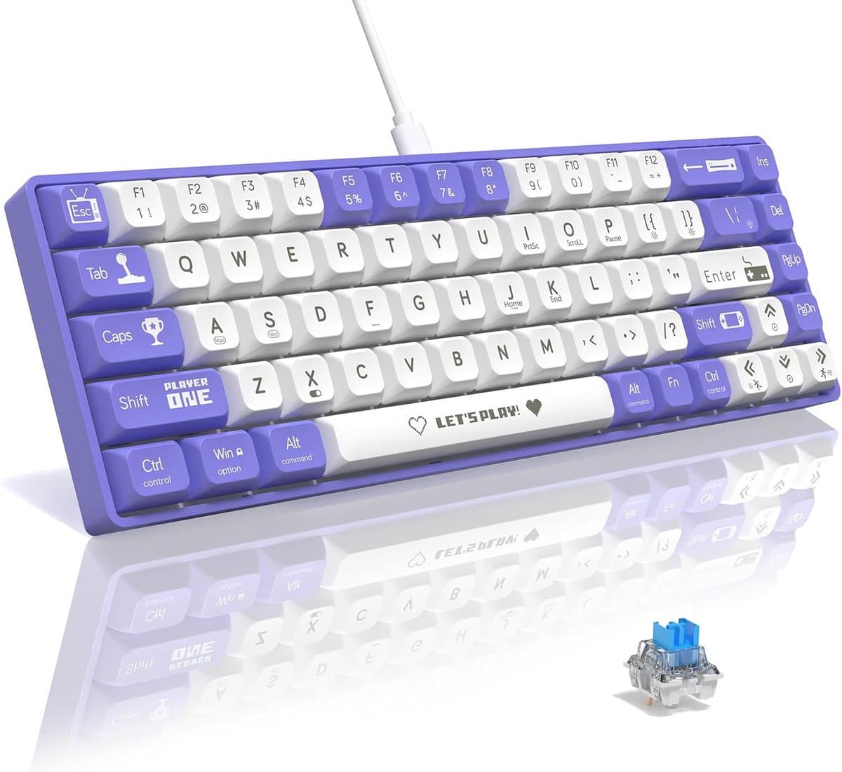 Mechanisch Gaming Toetsenbord 65% - Bedraad Hotswap met 68 Toetsen, Anti-Ghosting en RGB Verlichting