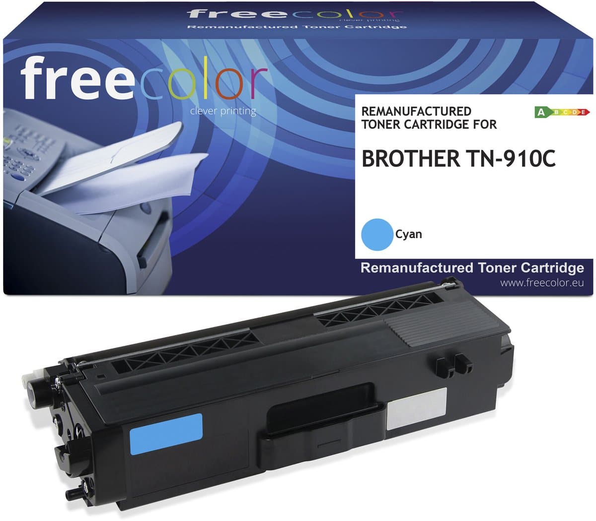 Freecolor - Vervangt Brother TN-910C Toner - Cyaan - 9.000 pagina's - Compatible