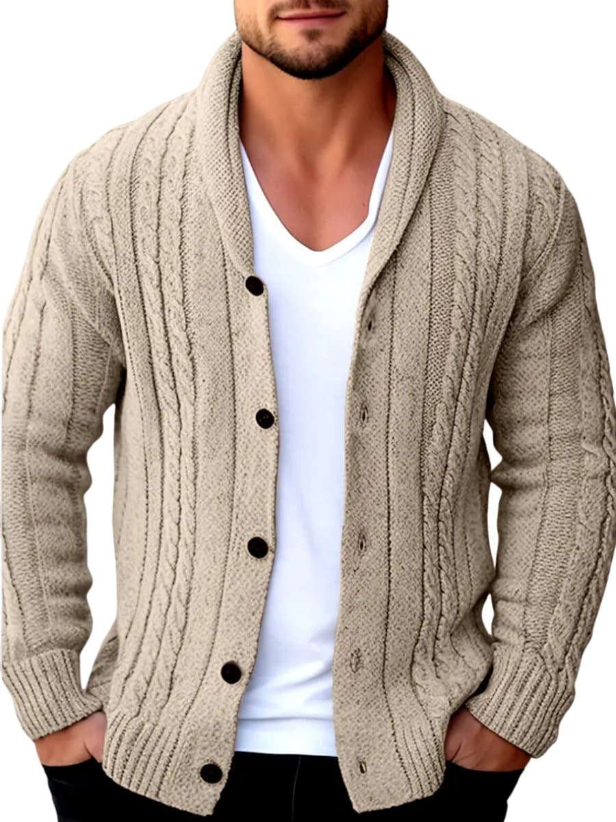 Livano Cardigan Heren - Vest - Knopen - Warm - Gebreid Vest - Beige - M