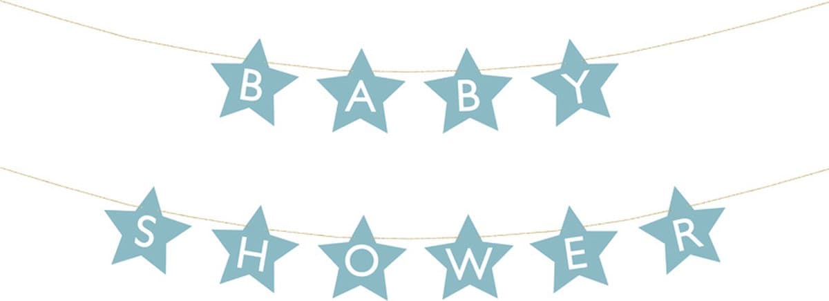 Partydeco - Babyshower banner sterren blauw (2,9 mtr)