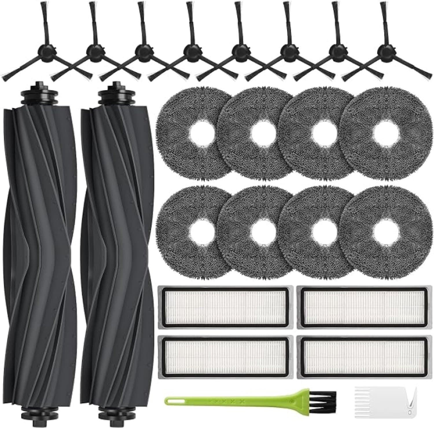 Accessoireset voor Dreame L10s Pro Gen3 / L10s Pro Gen 2 / L10s Plus / L10s Ultra / Xiaomi X20+ robotstofzuiger - 2 hoofdborstels, 8 zijborstels, 4 HEPA-filters, 8 dweilpads, 1 reinigingsborstel