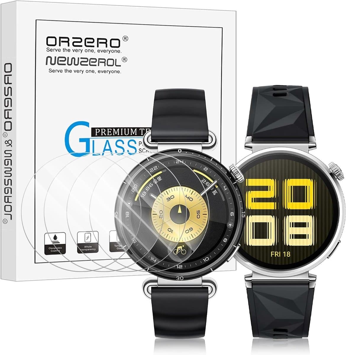 Pack van 4 gehard glazen schermbeschermers voor Huawei Watch GT 5 41mm - krasbestendig, hoge resolutie en luchtbelvrij, optimale bescherming voor je smartwatch