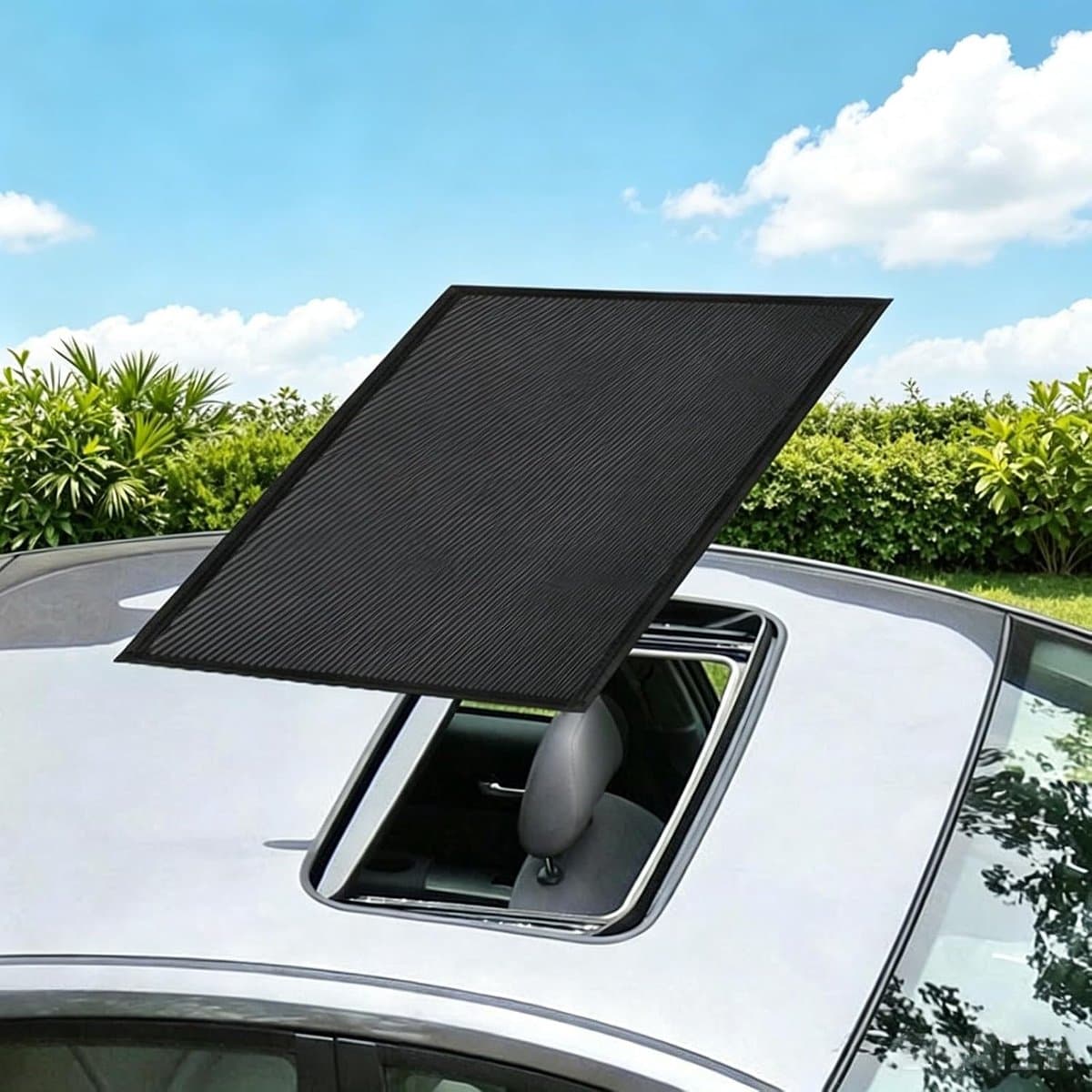 Auto Zonnedak Net - Dakgaas Muggennet - Insecten Buiten Houden - Magnetische Bevestiging - 120x100cm - Zwart