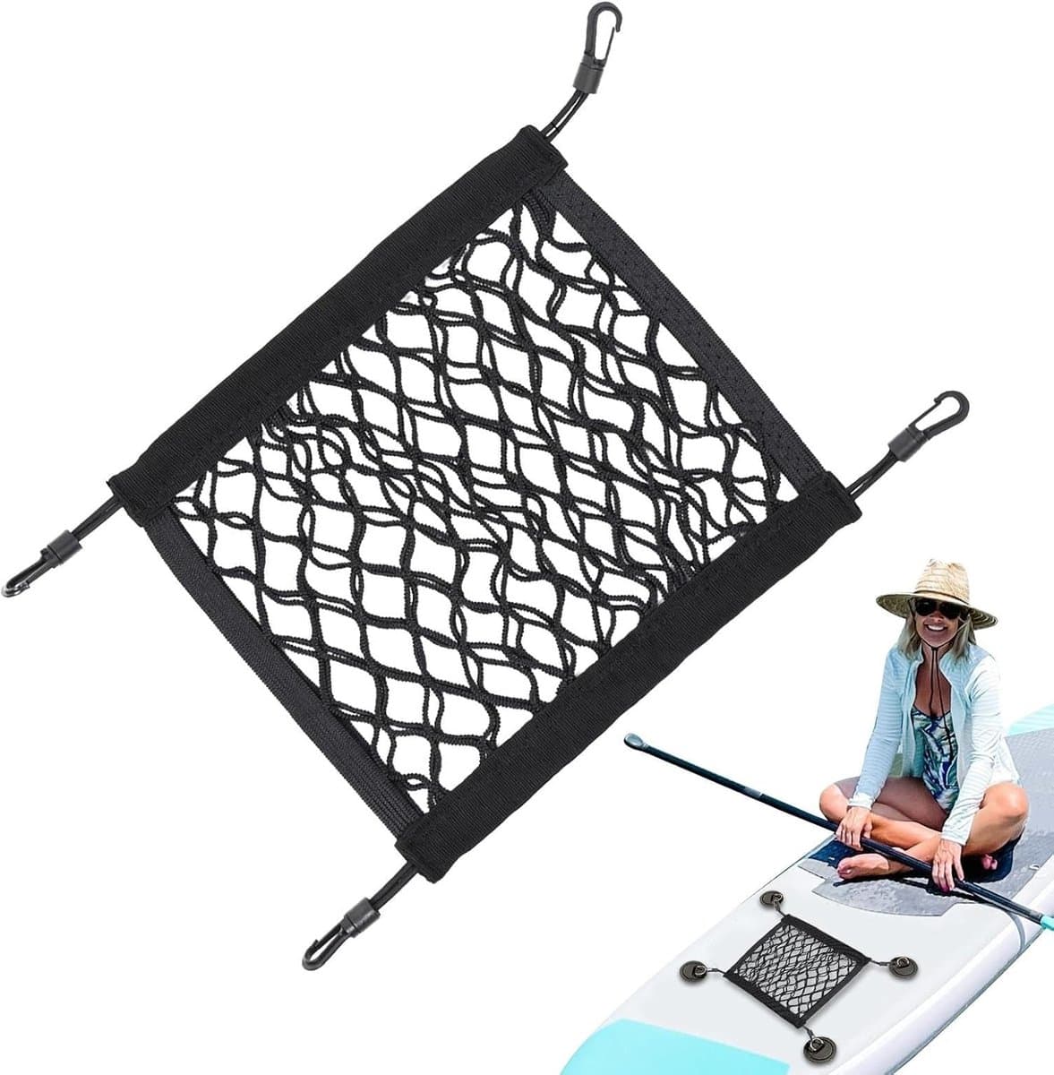 Paddleboard Deck Bag - Surfplank Tas - Outdoor Opslag - Elastische Mesh - 29x27cm - Zwart