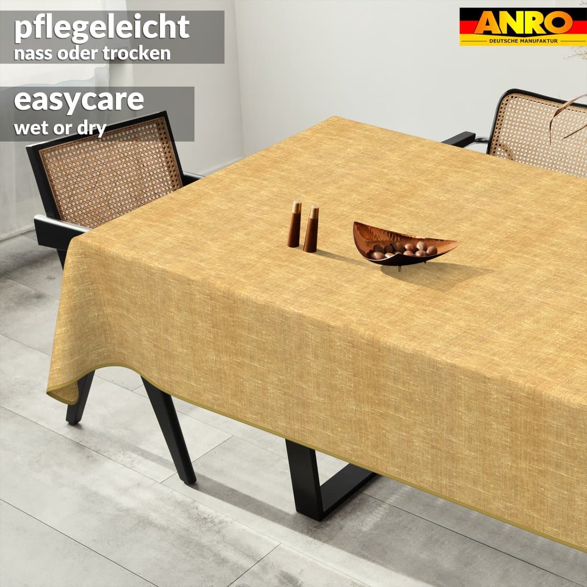 ANRO Tafelkleed Effen linnenlook Rood Met sierband Afwasbaar