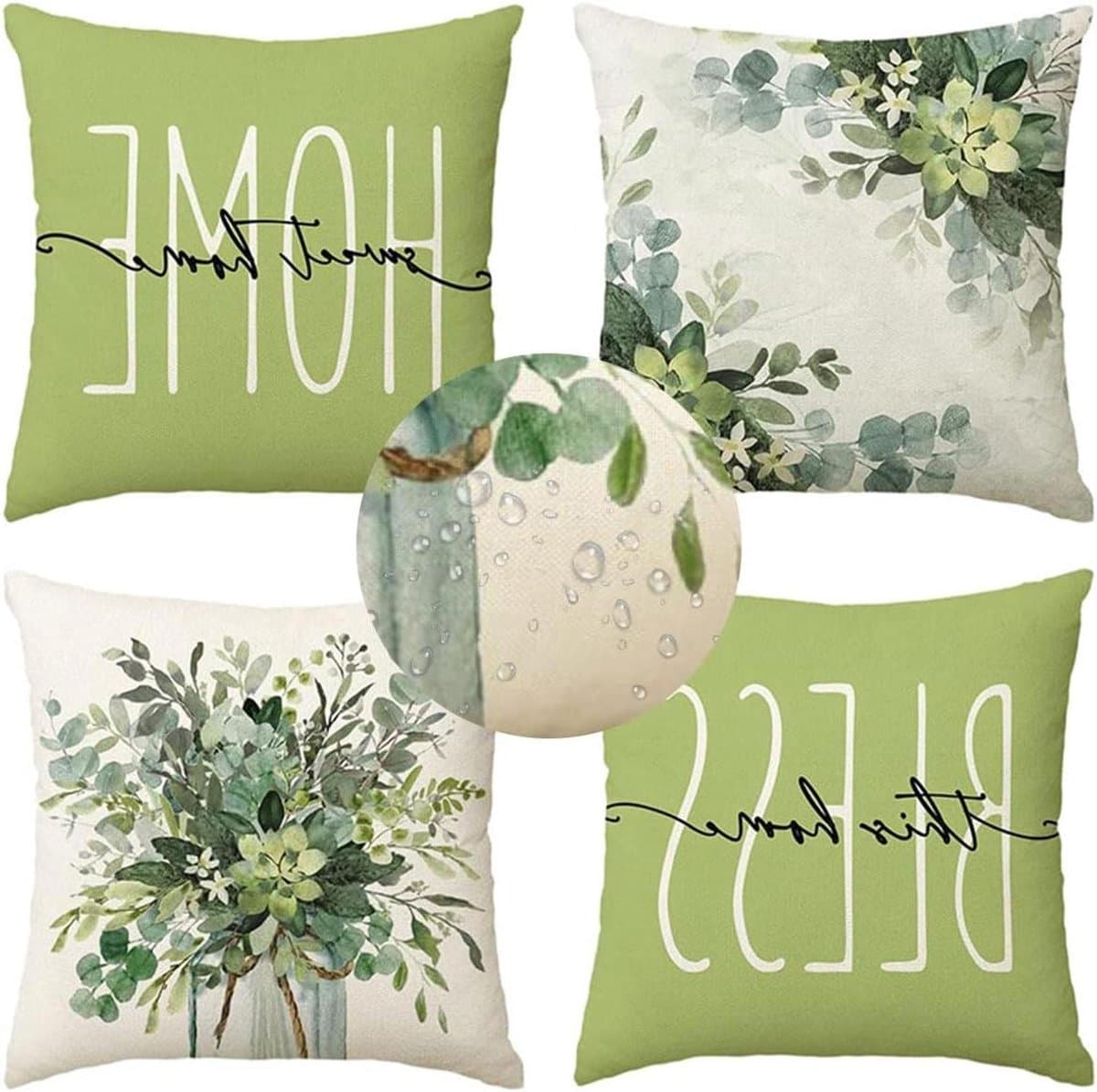 Outdoor kussenhoezen - Waterdichte hoezen - Tuinmeubilair - Weerbestendig polyester - 45x45 cm - Groen