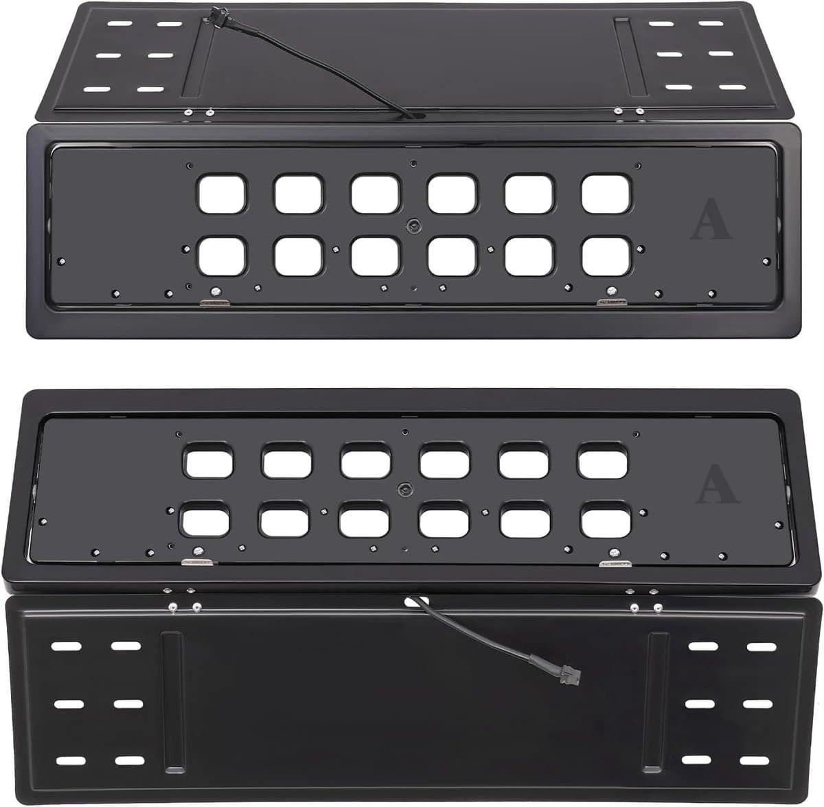 Kentekenplaathouders Set - Elektrisch Frame - Nummerplaat Bedekken - Draaibaar Afstandsbediend - Universele Pasvorm - Zwart