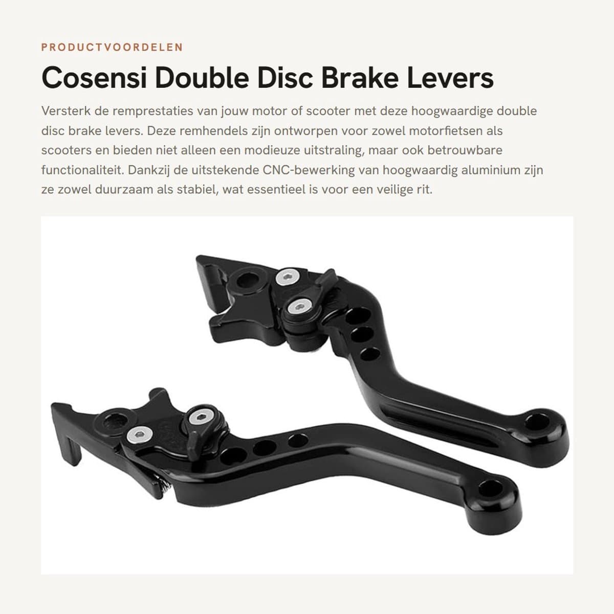 Remhebel Dubbele Schijfrem - Universele Remhendel - CNC Aluminium - Geschikt voor Motoren - Robuust en Duurzaam - 4 Kleuren Beschikbaar