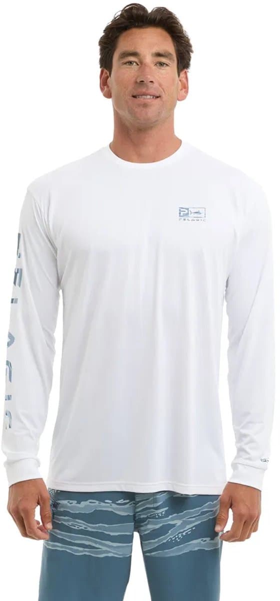 Pelagic Aquatek Wahoo Icon Uv-werende Langarm T-shirt Wit 2XL Man