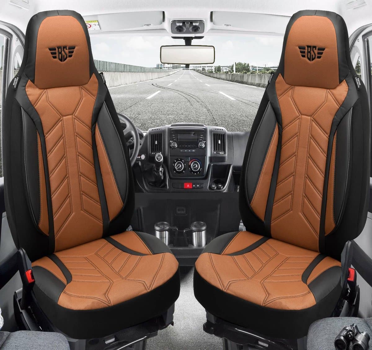 Autostoelhoezen voor Nissan Pulsar Bj 2014-18 – Stoelhoezen voor bestuurder en passagier in Zwart/Chocoladebruin