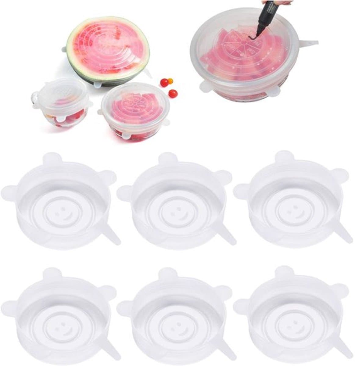 Herbruikbare silicone-lids voor voedselhouding