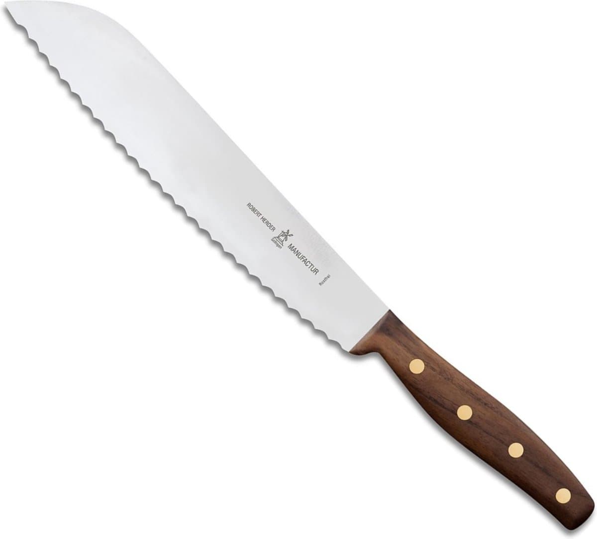 Robert Herder Grandmoulin – Broodmes met Golven – RVS – Lemmet 24 cm – Heft Walnotenhout