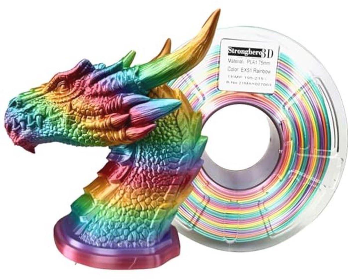 1.75mm Rainbow PLA 3D Printer Filament - 1kg voor Ender3