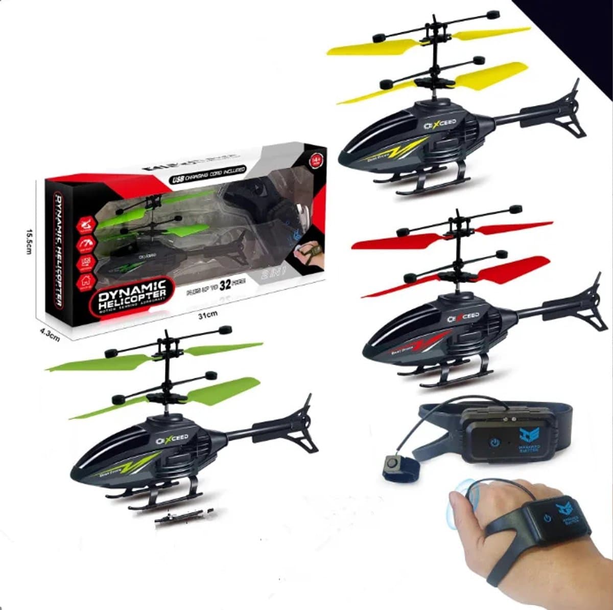 Xcruiser Grensoverschrijdende Horloge Afstandsbediening Elektrische Inductiehelikopter Kleine Lichtgevende Vliegtuigen Volg Me Met Beginner Buiten 6-12