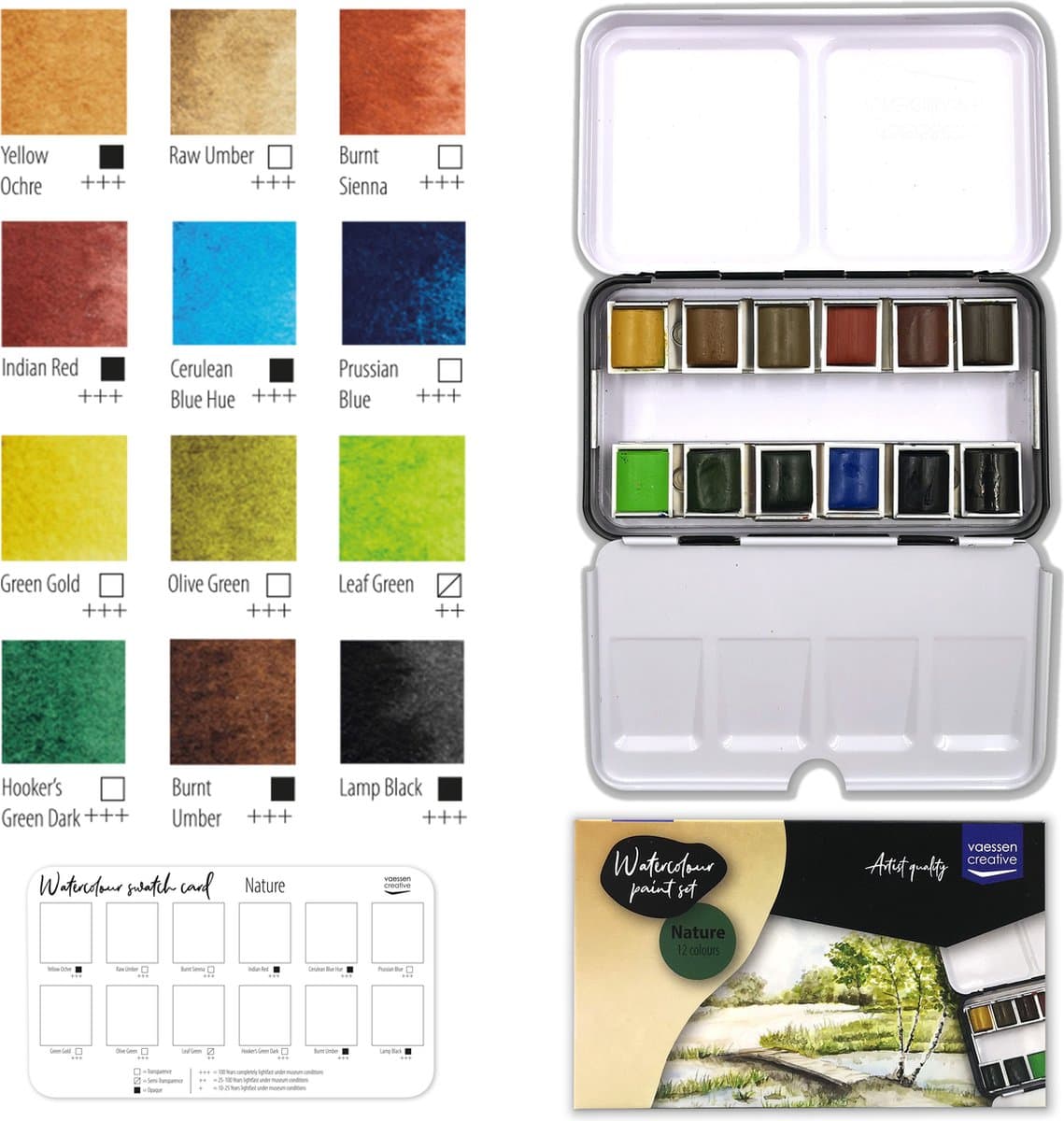 Vaessen Creative Aquarelverf Natuur 12 kleuren