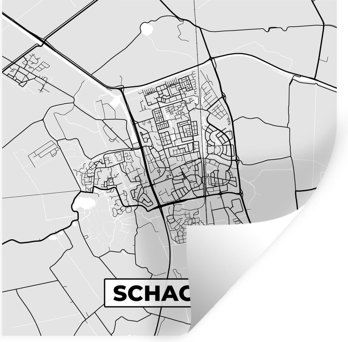 Muurstickers - Sticker Folie - Plattegrond - Schagen - Stadskaart - Kaart - 100x100 cm - Plakfolie - Muurstickers Kinderkamer - Zelfklevend Behang XXL - Zelfklevend behangpapier - Stickerfolie