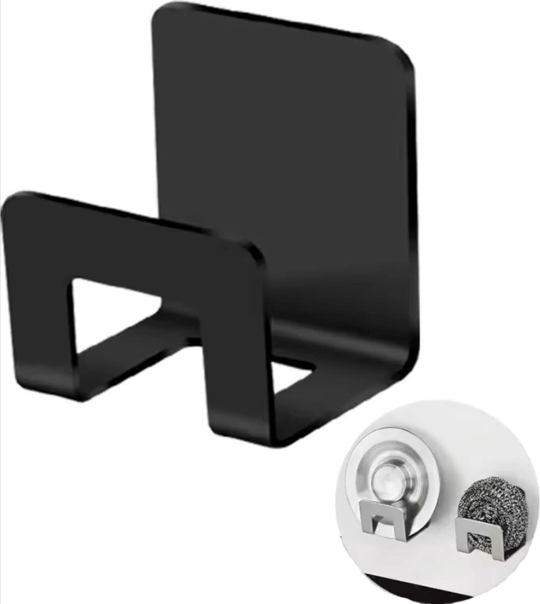 *** Afwas sponshouder Zwart Design - multifunctionele zelfklevende sponshouder en gootsteenhaak in één! Geschikt voor elke wasbak en gemaakt van duurzaam zwart metaal van Heble® ***