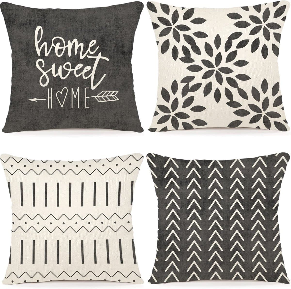 La'Moussawi ® Kleurrijke Linnen Kussenhoezen Set van 4 voor Bank, Tuinbed of Slaapkamer 45x45 cm