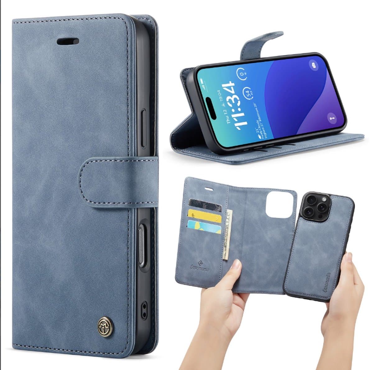 Casemania – iPhone 16 Pro – 2 in 1 – Bookcase - Grijs