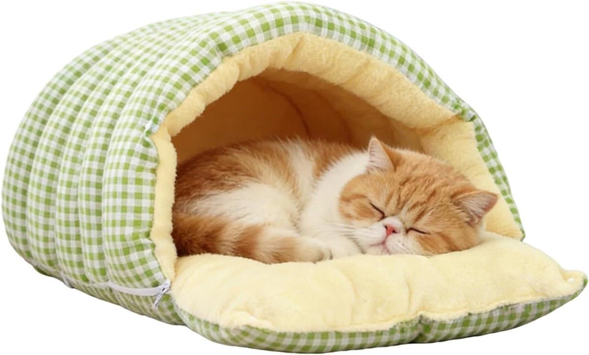 Generisch Kattenslaapzak, warme slaapholte, knuffelzak voor puppy's, voor binnen en buiten, camping, reizen, thuis, slaapkamer, woonkamer, appartement,