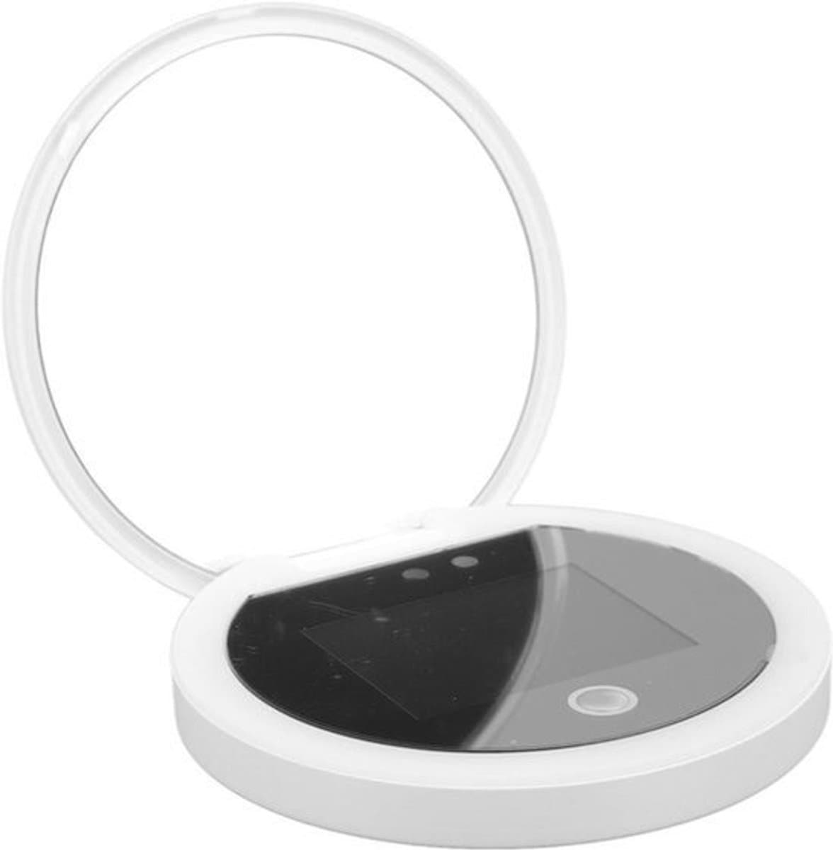 Dubbelzijdige UV Cosmetische Spiegel met 2x Vergroting en UV-camera - Draagbare Compacte Make-up Spiegel voor Zonnebrand Test - Oplaadbaar - 3.8 Inch